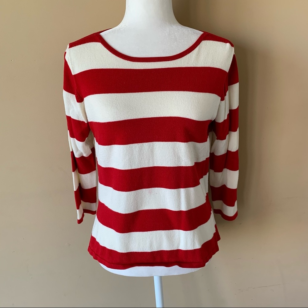 George Small 4/6 Red Tan Cream Striped Shirt